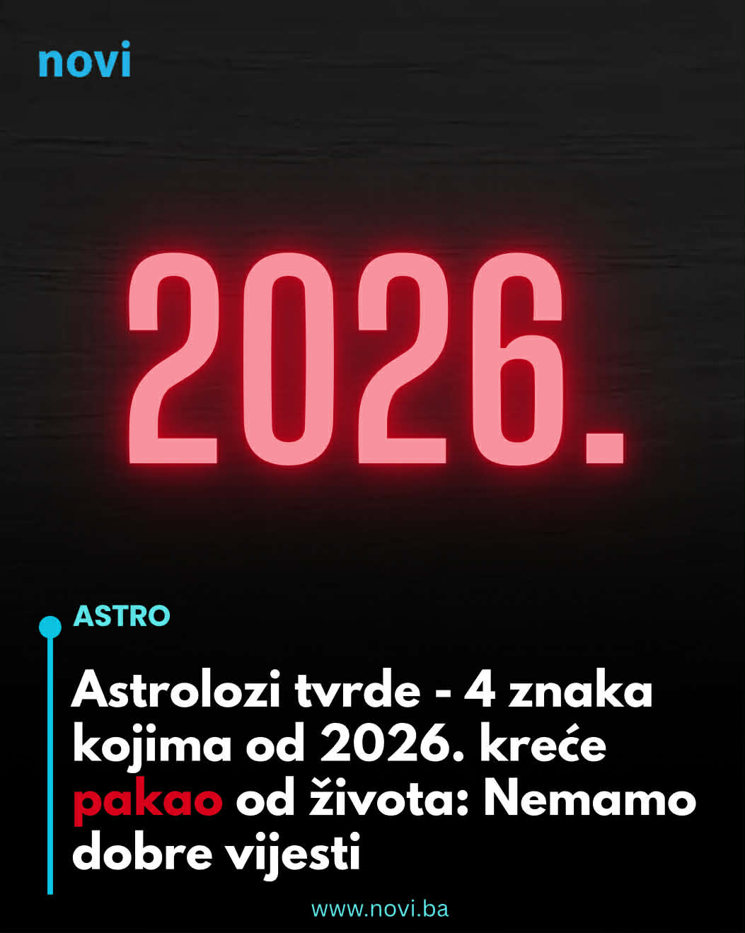 Astrolozi tvrde – 4 znaka kojima od 2026. kreće pakao od života: Nemamo dobre vijesti - featured image Astrolozi tvrde – 4 znaka kojima od 2026. kreće pakao od života: Nemamo dobre vijesti - featured image