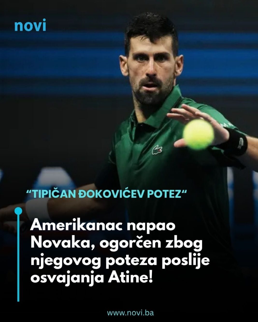 Amerikanac napao Novaka, ogorčen zbog njegovog poteza poslije osvajanja Atine! - featured image Amerikanac napao Novaka, ogorčen zbog njegovog poteza poslije osvajanja Atine! - featured image