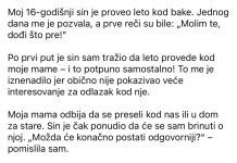 Moj 16-godišnji sin je proveo leto kod bake; jednog dana me je pozvala sa važnom molbom. Moj 16-godišnji sin je proveo leto kod bake; jednog dana me je pozvala sa važnom molbom. - featured image