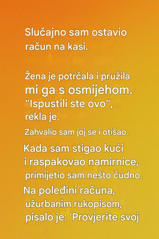Poruka na računu koja mi je ulepšala običan dan - featured image Poruka na računu koja mi je ulepšala običan dan - featured image
