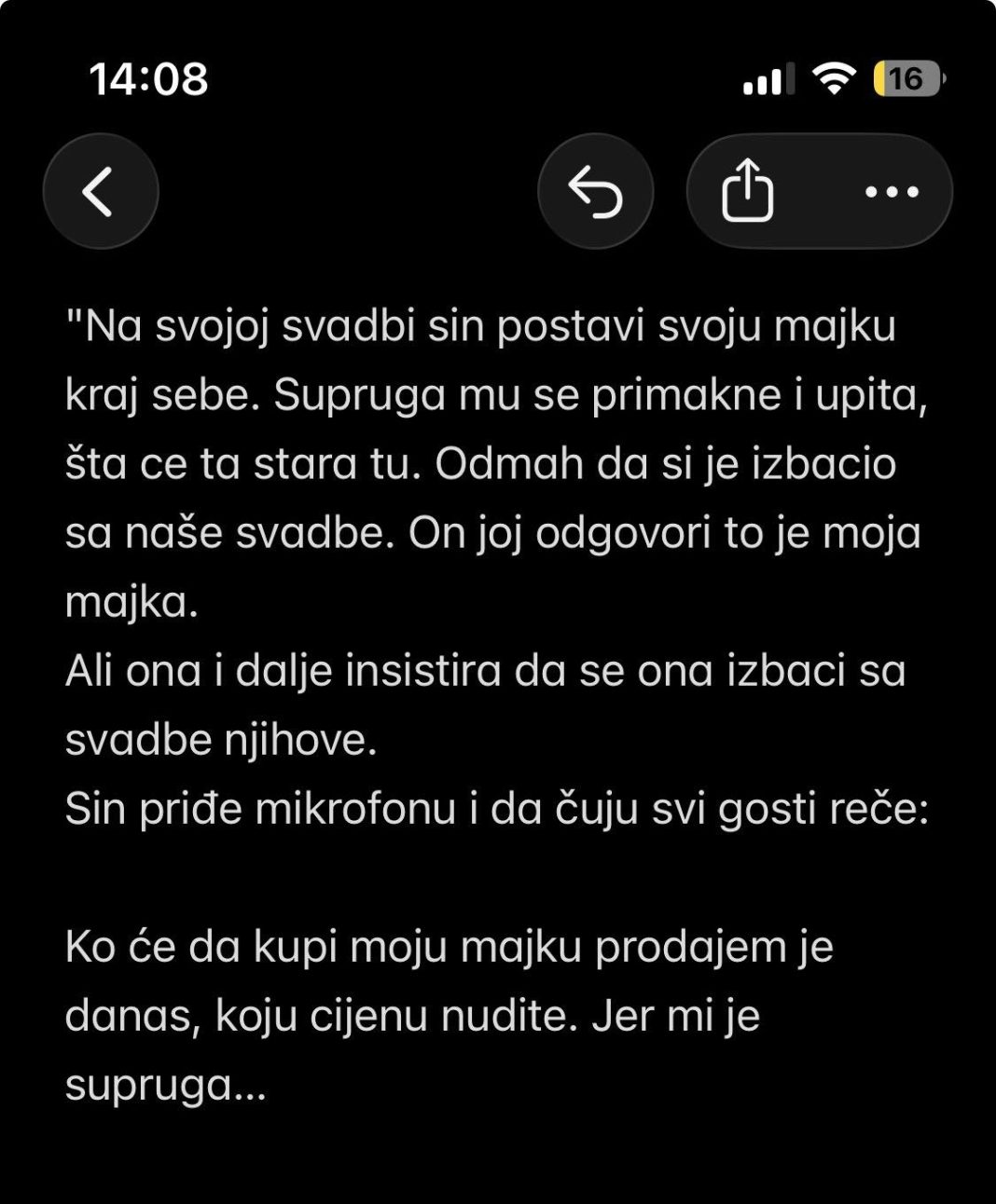 POUČNA PRIČA: “Na svojoj svadbi sin postavi svoju majku kraj sebe” - featured image