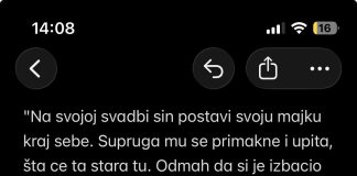 POUČNA PRIČA: “Na svojoj svadbi sin postavi svoju majku kraj sebe” POUČNA PRIČA: “Na svojoj svadbi sin postavi svoju majku kraj sebe” - featured image