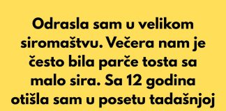 Odrasla sam u velikom siromaštvu. Večera nam je bila parče tosta sa malo sira odozgo. Odrasla sam u velikom siromaštvu. Večera nam je bila parče tosta sa malo sira odozgo. - featured image