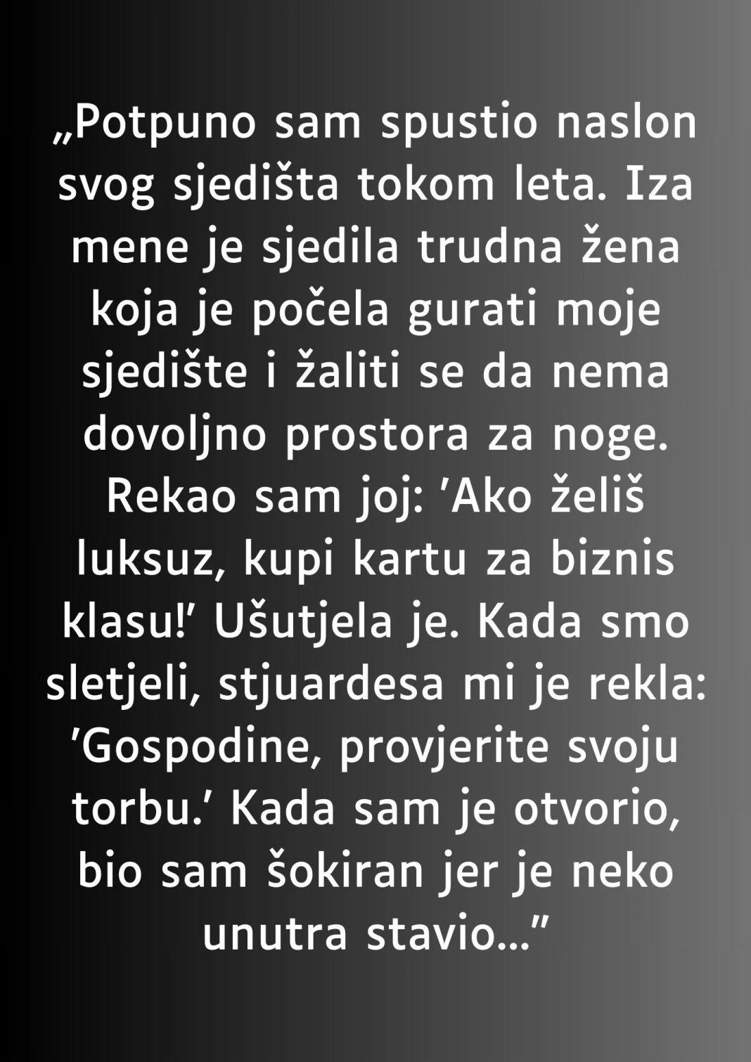 „Potpuno sam spustio naslon svog sjedišta tokom leta…” - featured image