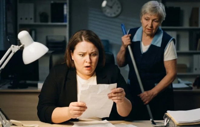 Zakasnila sam na poslu. Čistačica me čudno gledala, a zatim je tiho stavila na moj sto poruku: “Kada kreneš kući – spusti se po požarnoj stepenici!” Poslušala sam je i bila šokirana onim što sam tamo videla… 😲😲😲 - featured image Zakasnila sam na poslu. Čistačica me čudno gledala, a zatim je tiho stavila na moj sto poruku: “Kada kreneš kući – spusti se po požarnoj stepenici!” Poslušala sam je i bila šokirana onim što sam tamo videla… 😲😲😲 - featured image