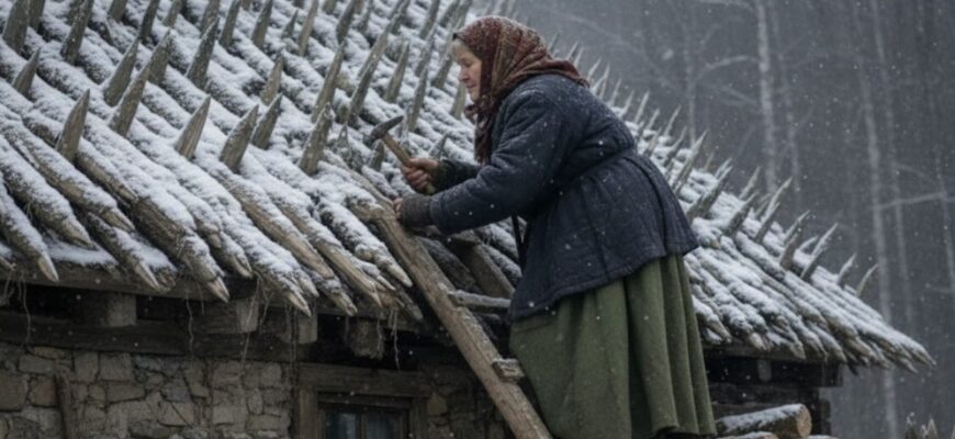 Starija žena je tokom celog leta i jeseni postavljala oštre drvene kolce na krov svoje kuće. Komšije su se smeškale — sve dok nije stigla zima. - featured image Starija žena je tokom celog leta i jeseni postavljala oštre drvene kolce na krov svoje kuće. Komšije su se smeškale — sve dok nije stigla zima. - featured image